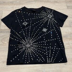 Pinko Black T-Shirt with Starry Design